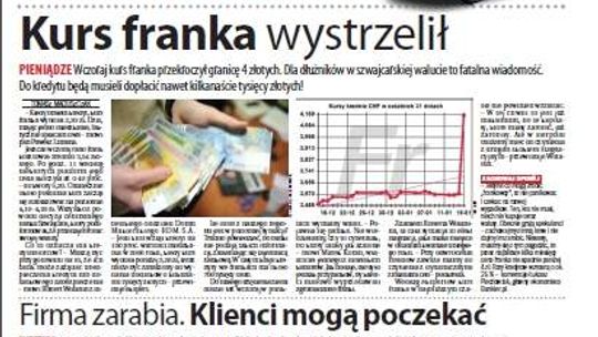 Pierwsza strona Dziennika Wschodniego, wydanie z 16 stycznia 2015 roku