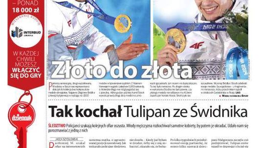 Pierwsza strona Dziennika Wschodniego, wydanie z 17 lutego 2014 roku