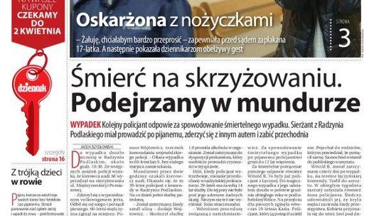 Pierwsza strona Dziennika Wschodniego, wydanie z 18 marca 2014 roku