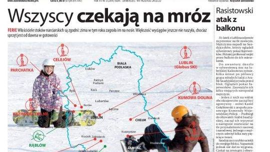 Pierwsza strona Dziennika Wschodniego, wydanie z 18 stycznia 2014 roku