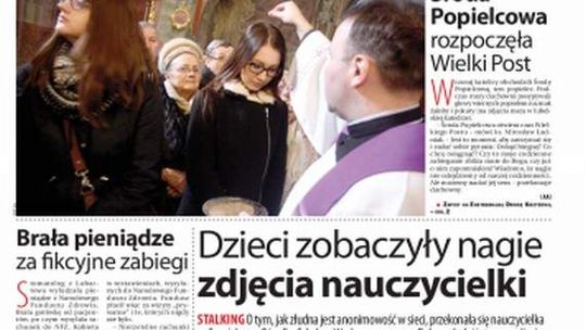 Pierwsza strona Dziennika Wschodniego, wydanie z 19 lutego 2015 roku