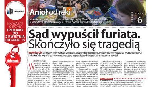 Pierwsza strona Dziennika Wschodniego, wydanie z 20 marca 2014 roku