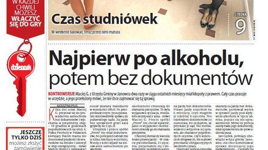 Pierwsza strona Dziennika Wschodniego, wydanie z 20 stycznia 2014 roku