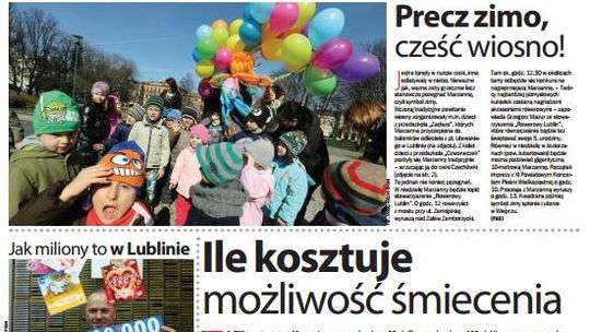 Pierwsza strona Dziennika Wschodniego, wydanie z 22 marca 2014 roku