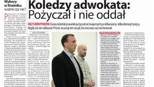 Pierwsza strona Dziennika Wschodniego, wydanie z 22 stycznia 2015 roku