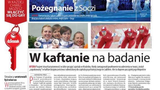 Pierwsza strona Dziennika Wschodniego, wydanie z 24 lutego 2014 roku