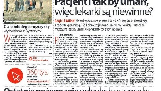 Pierwsza strona Dziennika Wschodniego, wydanie z 27 marca 2015 roku