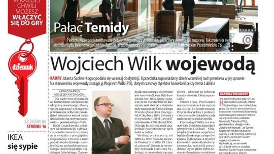 Pierwsza strona Dziennika Wschodniego, wydanie z 28 lutego 2014 roku