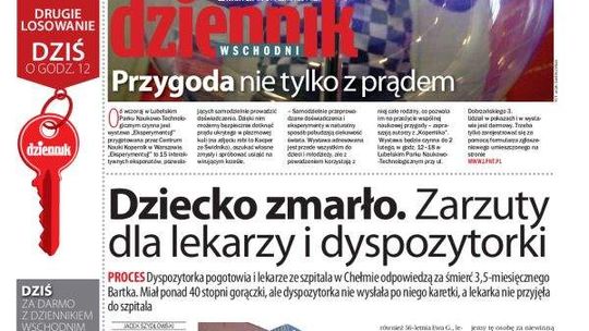 Pierwsza strona Dziennika Wschodniego, wydanie z 30 stycznia 2014 roku