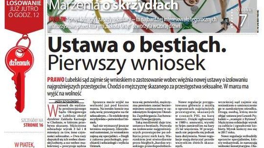Pierwsza strona Dziennika Wschodniego, wydanie z 5 lutego 2014 roku