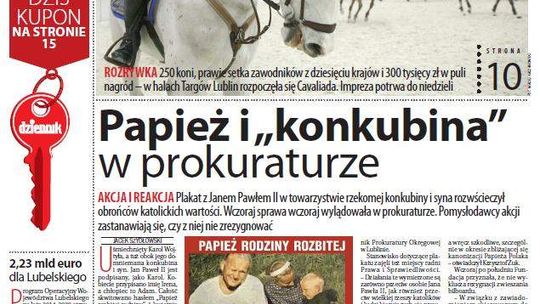 Pierwsza strona Dziennika Wschodniego, wydanie z 7 marca 2014 roku