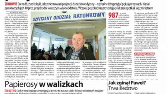 Pierwsza strona Dziennika Wschodniego, wydanie z 7 stycznia 2015 roku