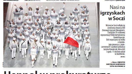 Pierwsza strona Dziennika Wschodniego, wydanie z 8 lutego 2014 roku