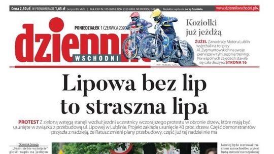 Pierwsza strona Dziennika Wschodniego z 1 czerwca 2020 r.