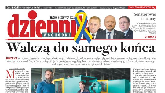 Pierwsza strona Dziennika Wschodniego z 1 czerwca 2022 r.