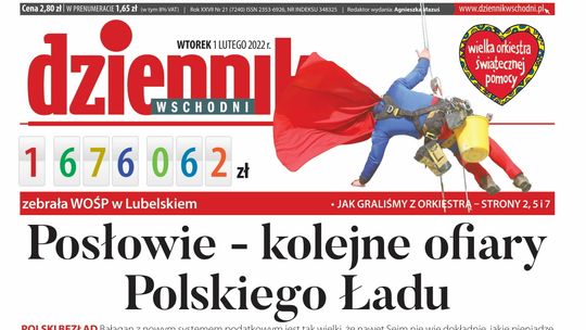  Pierwsza strona Dziennika Wschodniego z 1 lutego 2022 r. 