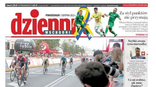 Pierwsza strona Dziennika Wschodniego z 1 sierpnia 2022 r.