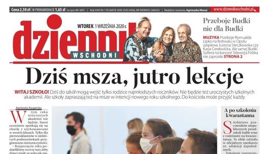 Pierwsza strona Dziennika Wschodniego z 1 września 2020 r.