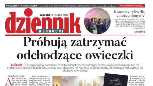 Pierwsza strona Dziennika Wschodniego z 10 czerwca 2021 r.