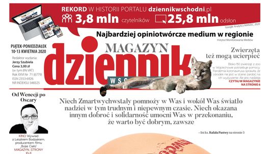 Pierwsza strona Dziennika Wschodniego z 10 kwietnia 2020 r.