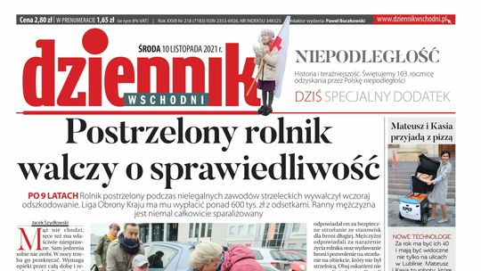 Pierwsza strona Dziennika Wschodniego z 10 listopada 2021 roku