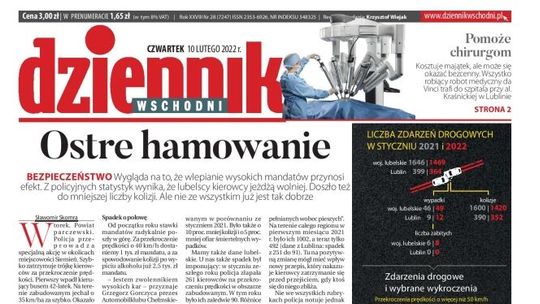 Pierwsza strona Dziennika Wschodniego z 10 lutego 2022 r.