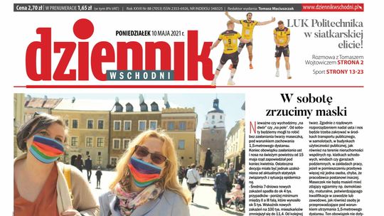Pierwsza strona Dziennika Wschodniego z 10 maja 2021 r. 