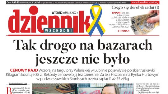  Pierwsza strona Dziennika Wschodniego z 10 maja 2022 r. 