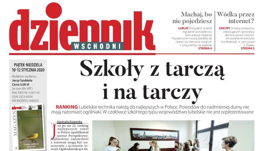 Pierwsza strona Dziennika Wschodniego z 10 stycznia 2020 r.