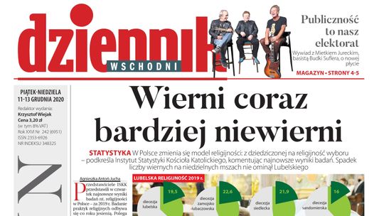 Pierwsza strona Dziennika Wschodniego z 11 grudnia 2020 r.