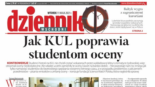 Pierwsza strona Dziennika Wschodniego z 11 maja 2021 r.