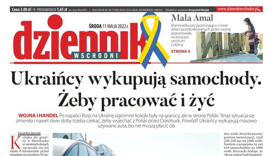  Pierwsza strona Dziennika Wschodniego z 11 maja 2022 r. 