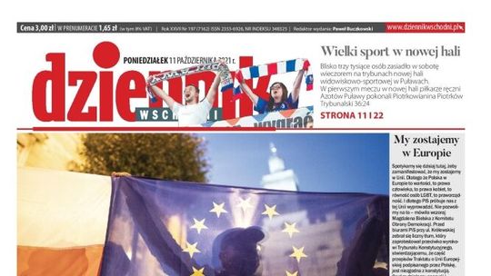 Pierwsza strona Dziennika Wschodniego z 11 października 2021