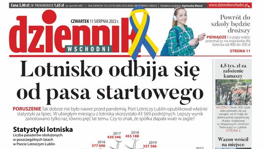  Pierwsza strona Dziennika Wschodniego z 11 sierpnia 2022 roku 