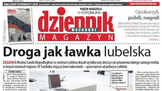 Pierwsza strona Dziennika Wschodniego z 11 stycznia 2019 roku