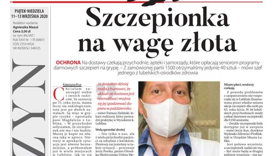 Pierwsza strona Dziennika Wschodniego z 11 września 2020 r.