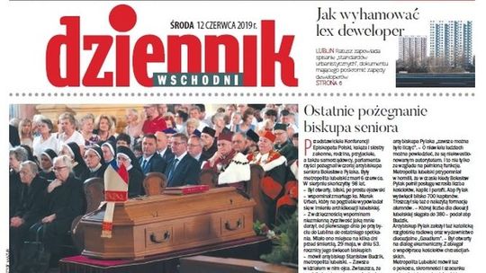 Pierwsza strona Dziennika Wschodniego z 12 czerwca 2019 roku