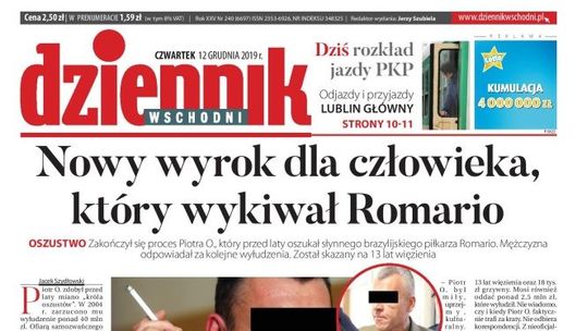 Pierwsza strona Dziennika Wschodniego z 12 grudnia 2019 r.