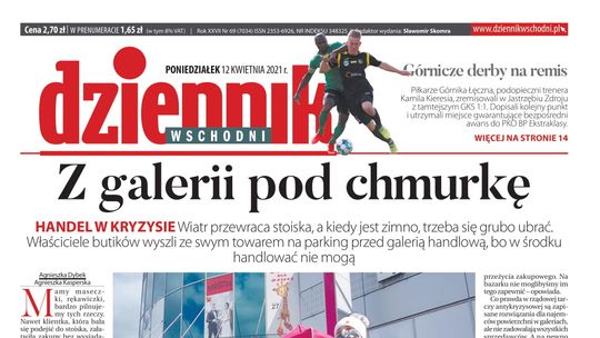 Pierwsza strona Dziennika Wschodniego z 12 kwietnia 2021 roku