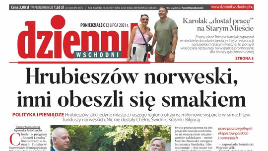  Pierwsza strona Dziennika Wschodniego z 12 lipca 2021 r. 