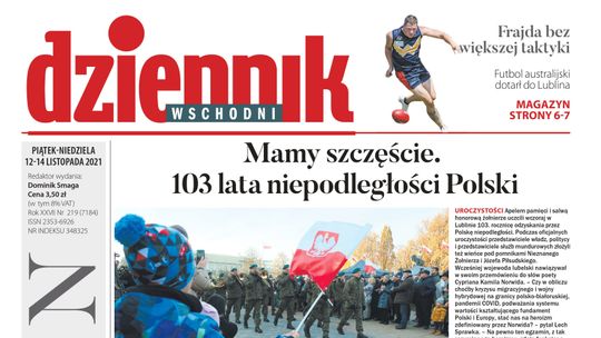  Pierwsza strona Dziennika Wschodniego z 12 listopada 2021 roku 
