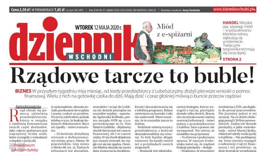 Pierwsza strona Dziennika Wschodniego z 12 maja 2020 r.