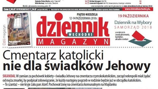 Pierwsza strona Dziennika Wschodniego z 12 października 2018 roku