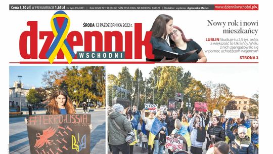  Pierwsza strona Dziennika Wschodniego z 12 października 2022 r. 