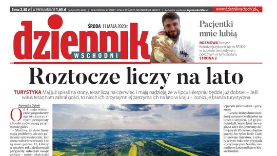 Pierwsza strona Dziennika Wschodniego z 13 maja 2020 r.