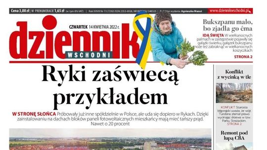 Pierwsza strona Dziennika Wschodniego z 14 kwietnia 2022 r.
