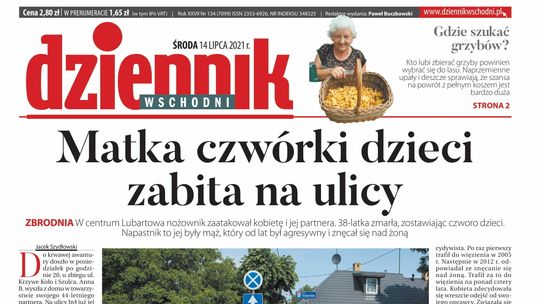 Pierwsza strona Dziennika Wschodniego z 14 lipca 2021 roku