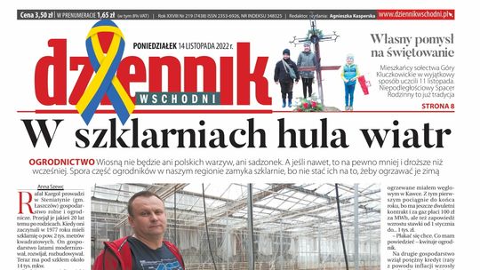  Pierwsza strona Dziennika Wschodniego z 14 listopada 2022 r. 