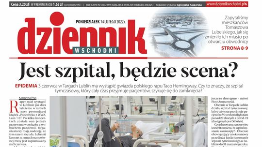  Pierwsza strona Dziennika Wschodniego z 14 lutego 2022 r.