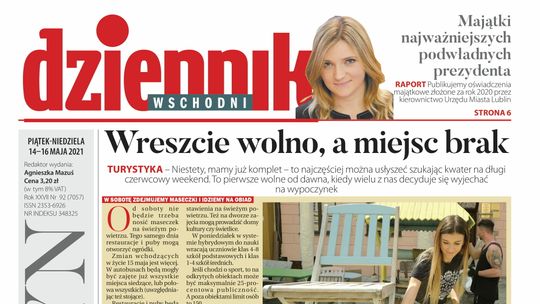 Pierwsza strona Dziennika Wschodniego z 14 maja 2021 roku